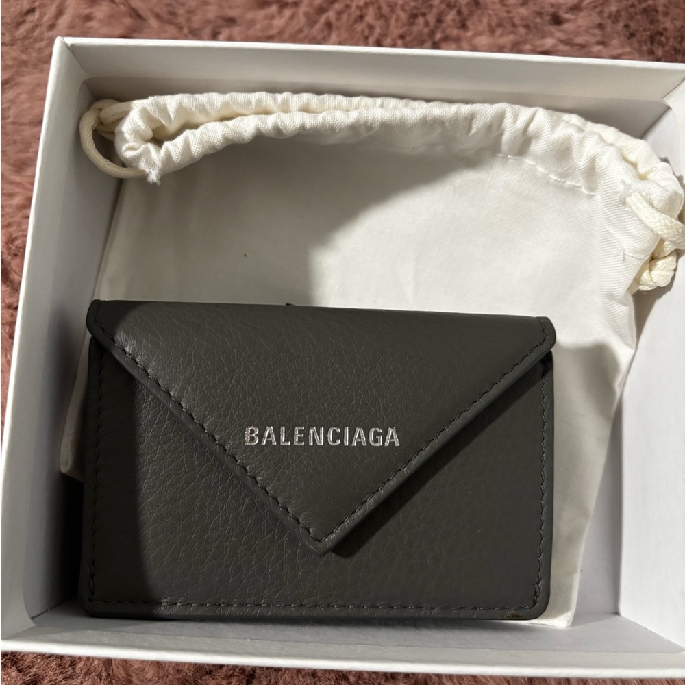 Balenciaga Dark Gray Leather mini wallet